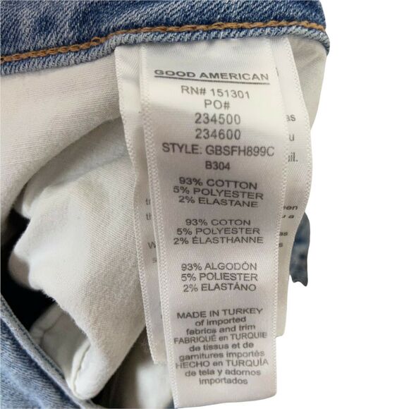 Good American Shorts Size 22 Women's Blue Light Wash Regular Fit Stretch Bermuda - Picture 6 of 13